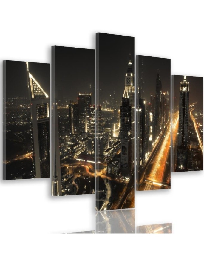 Leinwanddruck - Dubai at Night Stadt Panorama | Feeby