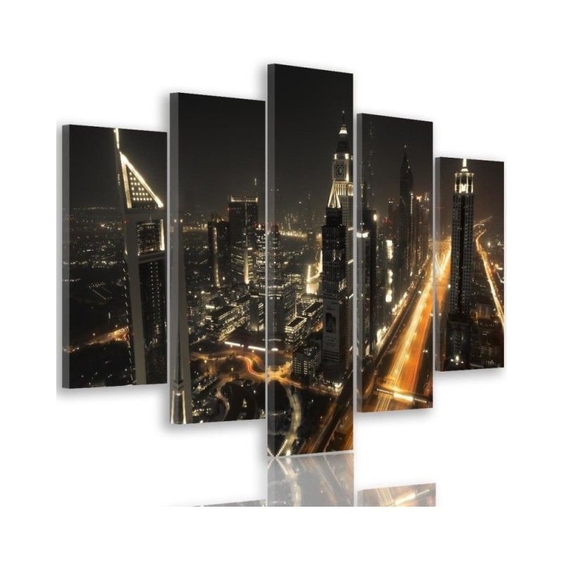 Leinwanddruck - Dubai at Night Stadt Panorama | Feeby