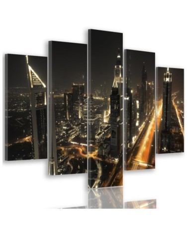 Leinwanddruck - Dubai at Night Stadt Panorama | Feeby