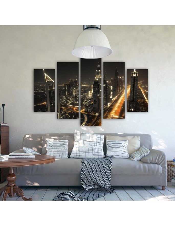 Obraz na płótnie canvas - Panorama Dubaju nocą | FEEBY