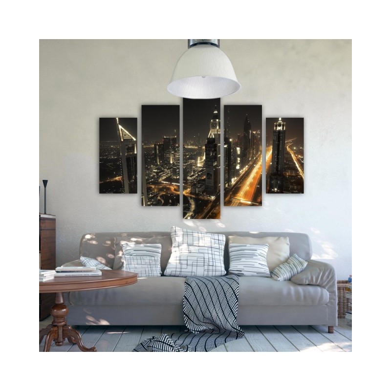 Leinwanddruck - Dubai at Night Stadt Panorama | Feeby
