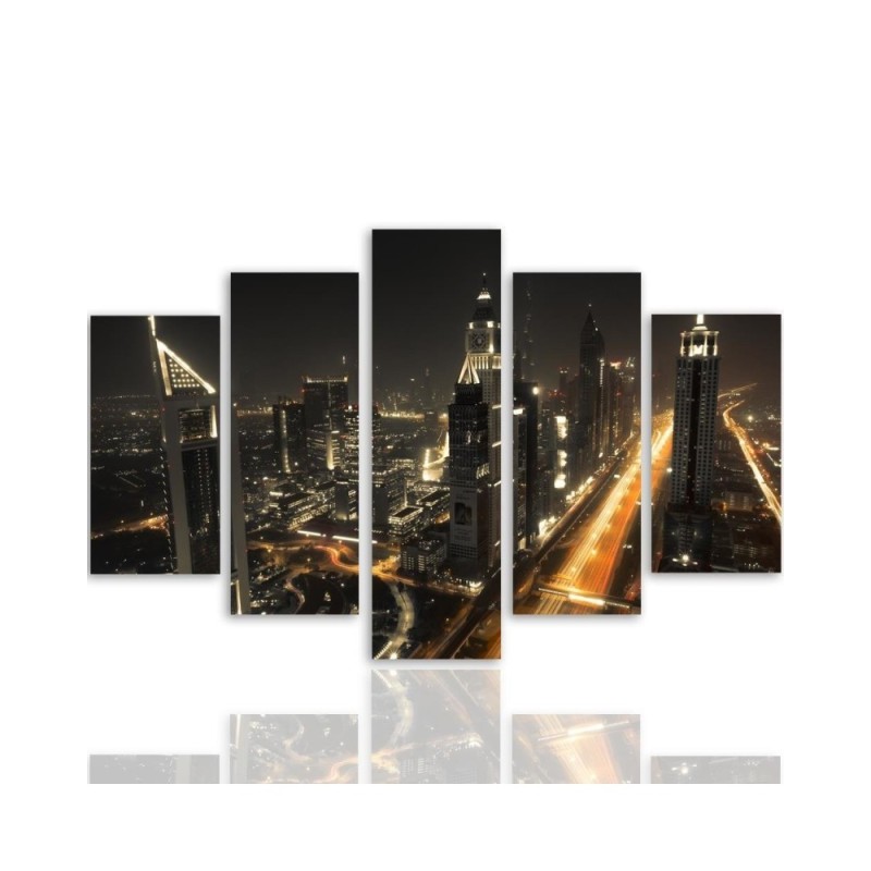 Leinwanddruck - Dubai at Night Stadt Panorama | Feeby