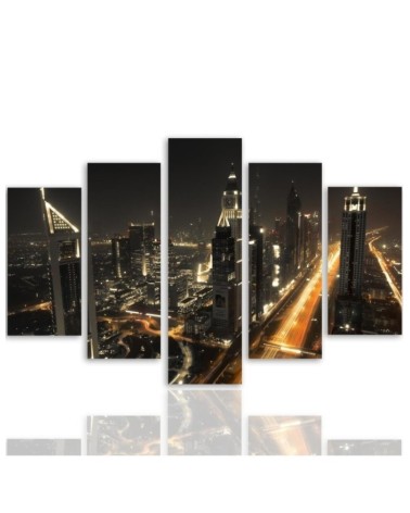 Leinwanddruck - Dubai at Night Stadt Panorama | Feeby