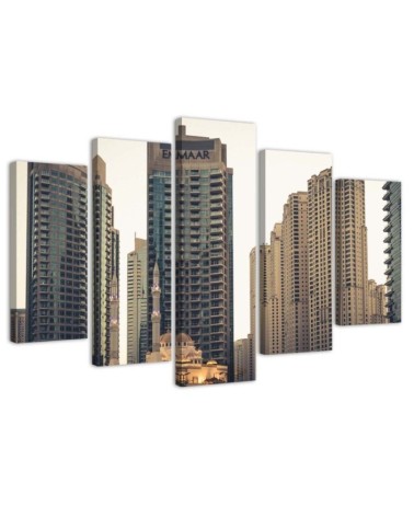 Fashionable 5 Piece Canvas print for the living room - Skyscrapers in Dubai | FEEBY