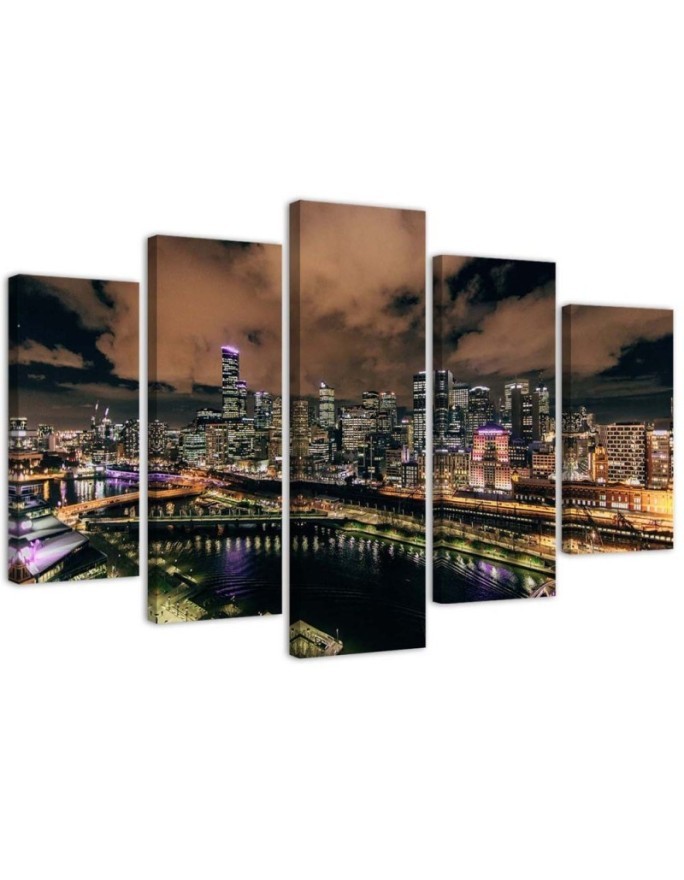 Canvas print USA - Modern city by night | FEEBY