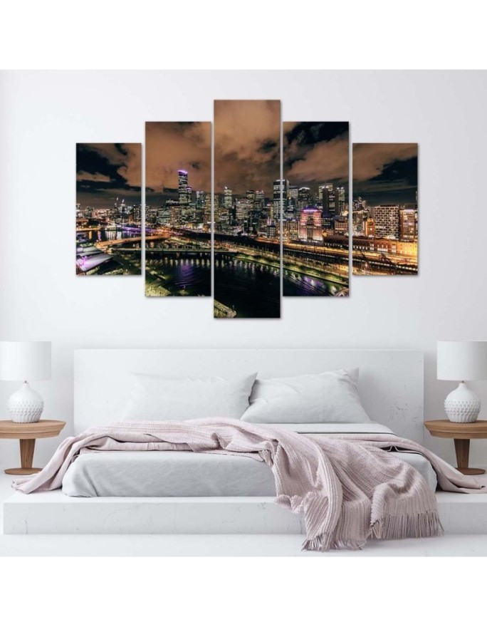Canvas print USA - Modern city by night | FEEBY