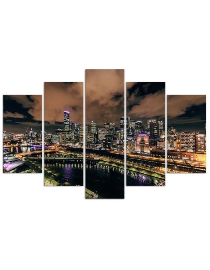 Canvas print USA - Modern city by night | FEEBY