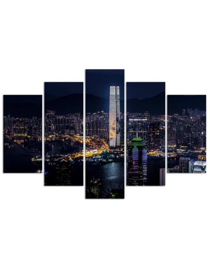 Canvas print for living room - Illuminated skyscraper | FEEBY