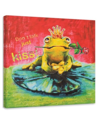 Leinwandbild - Prinz Frosch auf einem Blatt | Feeby