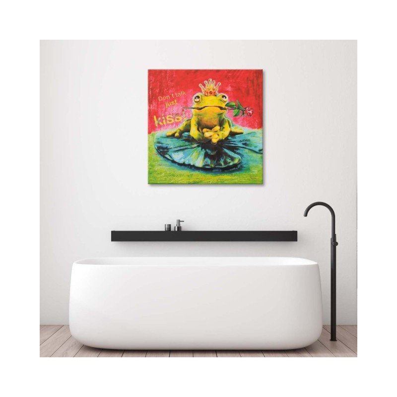 Leinwandbild - Prinz Frosch auf einem Blatt | Feeby