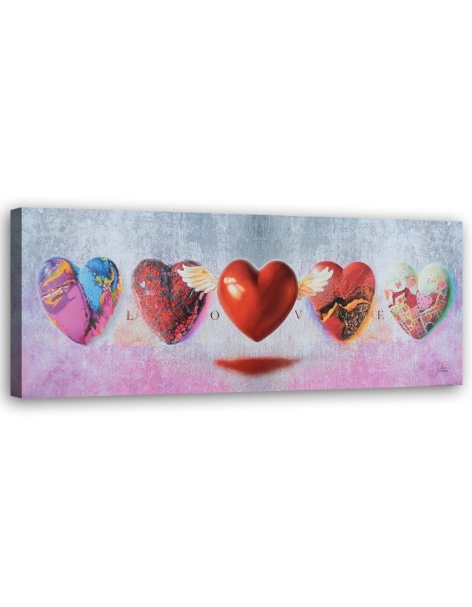Wydruk na płótnie canvas Serca i napis love na różowym tle | FEEBY
