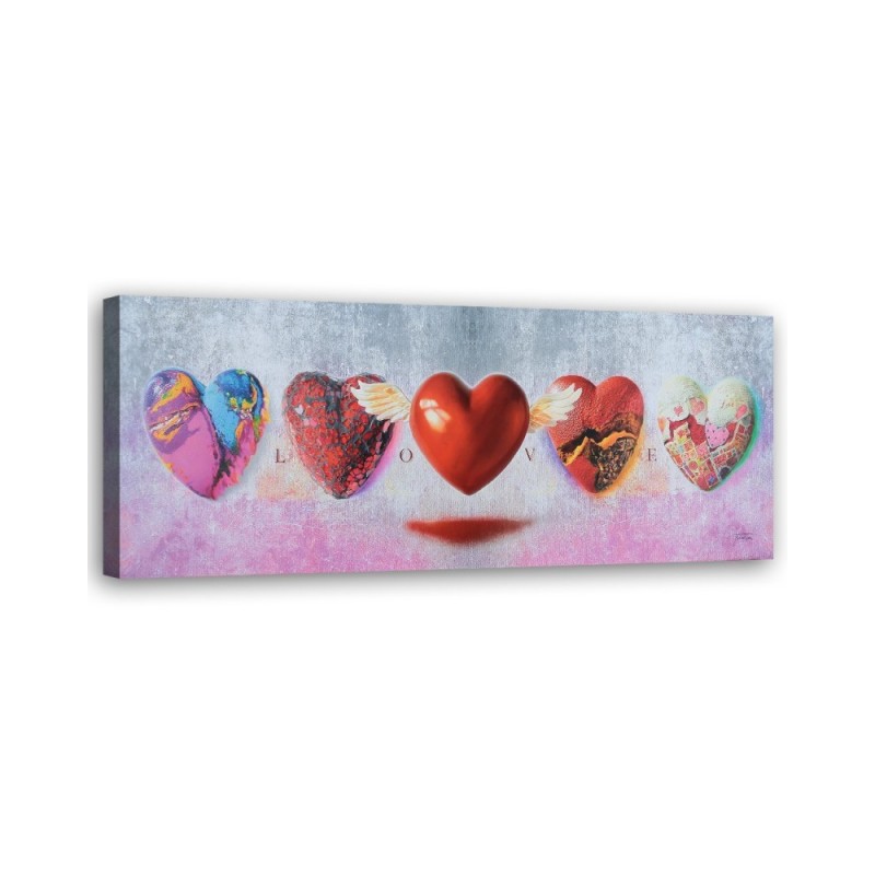 Wydruk na płótnie canvas Serca i napis love na różowym tle | FEEBY