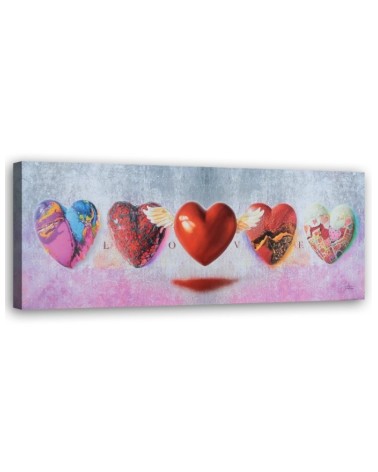 Canvas print - Hearts and love lettering on pink background | FEEBY