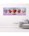 Wydruk na płótnie canvas Serca i napis love na różowym tle | FEEBY