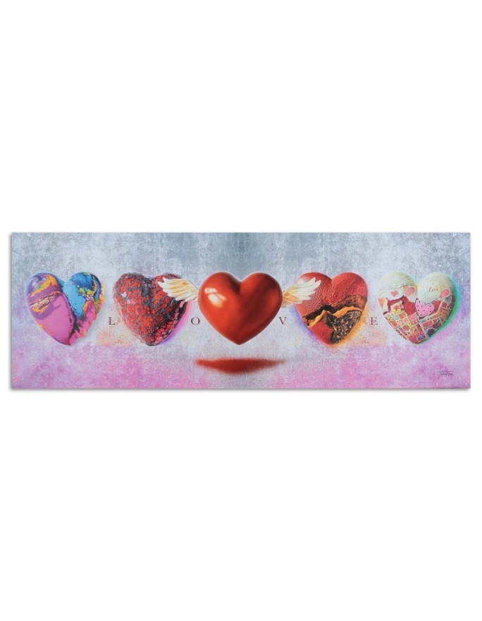 Wydruk na płótnie canvas Serca i napis love na różowym tle | FEEBY