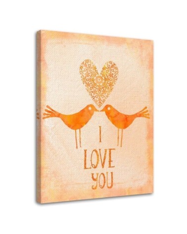 Abstract canvas paintings - Two birds on an orange background | FEEBY