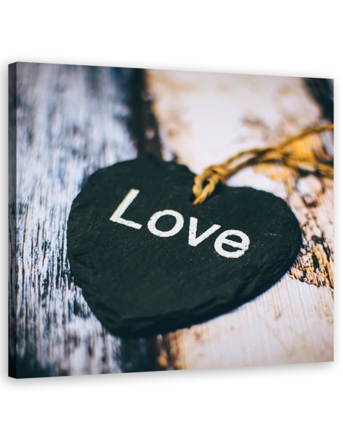 Leinwandbild - Herzholz Inschrift Liebe | Feeby