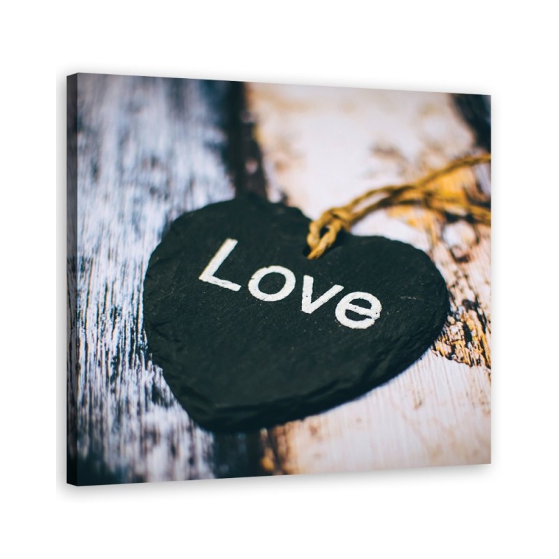 Leinwandbild - Herzholz Inschrift Liebe | Feeby