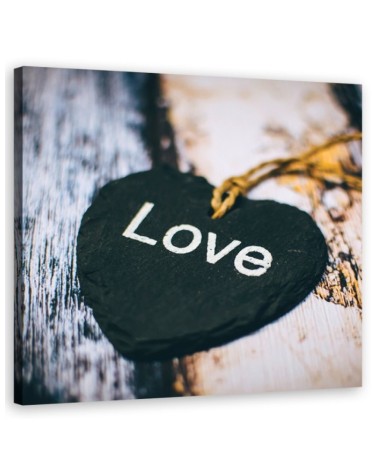 Leinwandbild - Herzholz Inschrift Liebe | Feeby