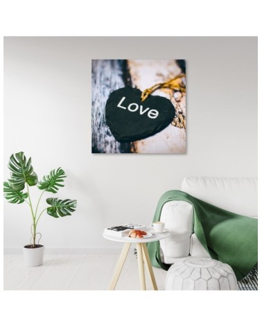 Leinwandbild - Herzholz Inschrift Liebe | Feeby