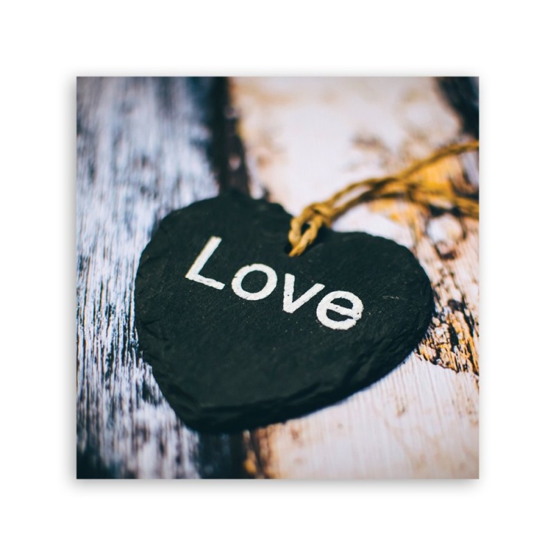 Leinwandbild - Herzholz Inschrift Liebe | Feeby