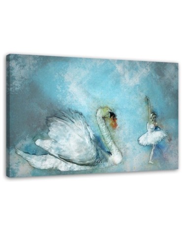 Decorative Canvas painting - Turquoise Swan and ballerina | FEEBY