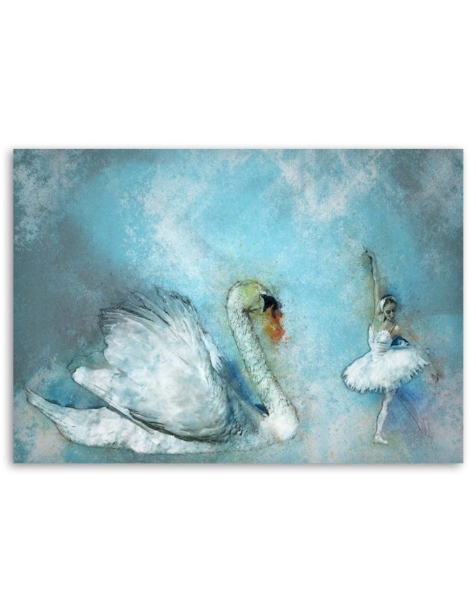 Decorative Canvas painting - Turquoise Swan and ballerina | FEEBY