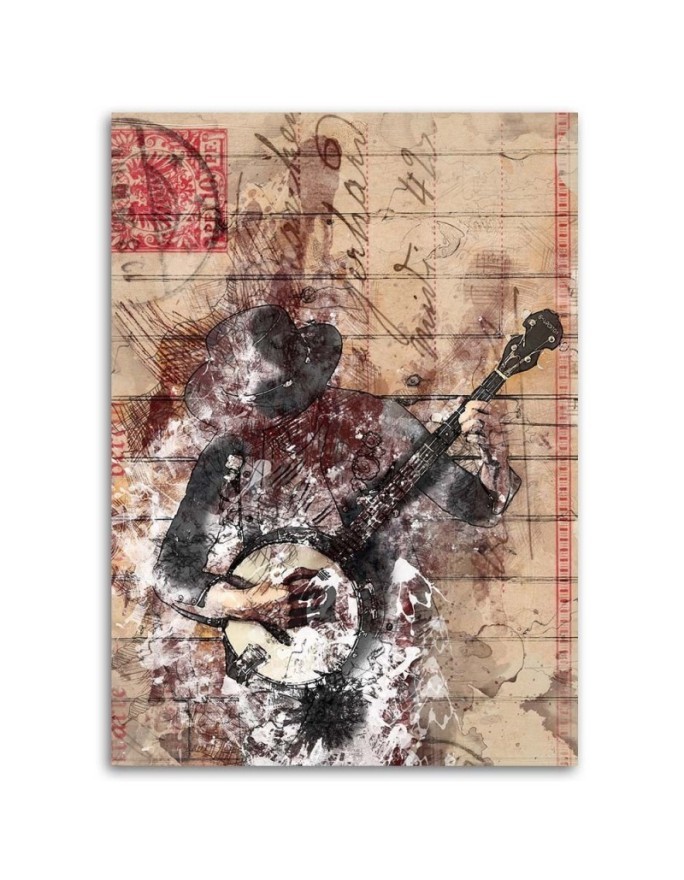 Obrazy w stylu retro - Gitarzysta vintage | FEEBY