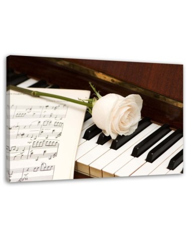 Bild auf Leinwand - Rose auf einem Klavier | Feeby