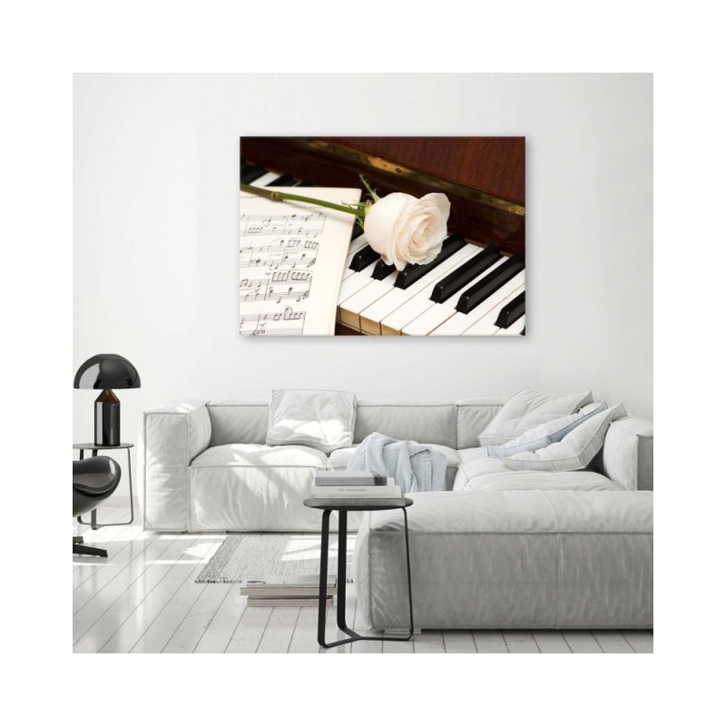 Bild auf Leinwand - Rose auf einem Klavier | Feeby