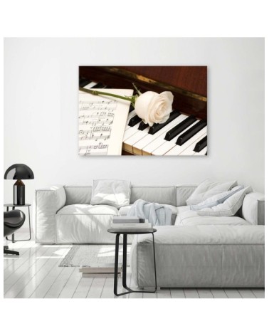 Bild auf Leinwand - Rose auf einem Klavier | Feeby