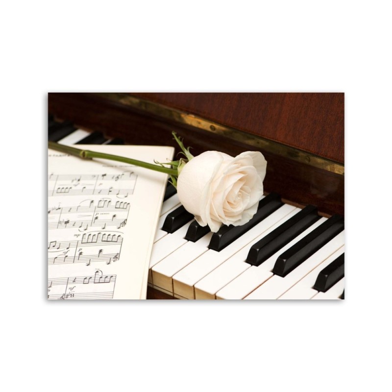 Bild auf Leinwand - Rose auf einem Klavier | Feeby