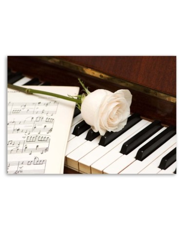 Bild auf Leinwand - Rose auf einem Klavier | Feeby