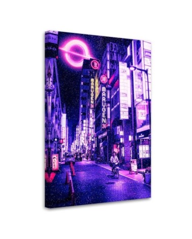 Modern Canvas paintings for wall - Snow among neon lights | FEEBY