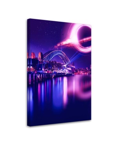 Planet over the bridge - Modern paintings for the living room | FEEBY