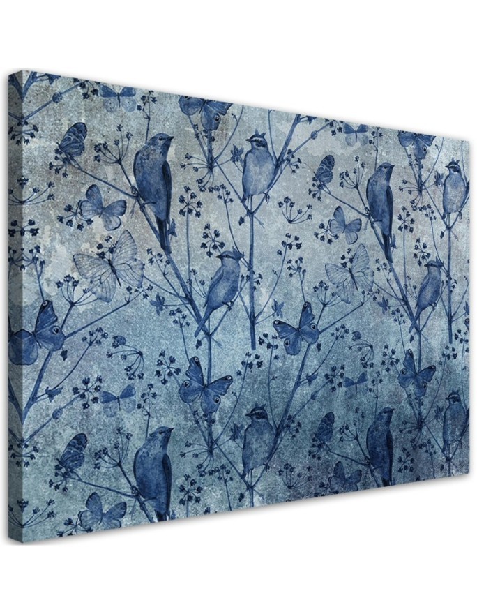 Bild auf Leinwand - Abstrakt Vögel auf Zweigen | Feeby
