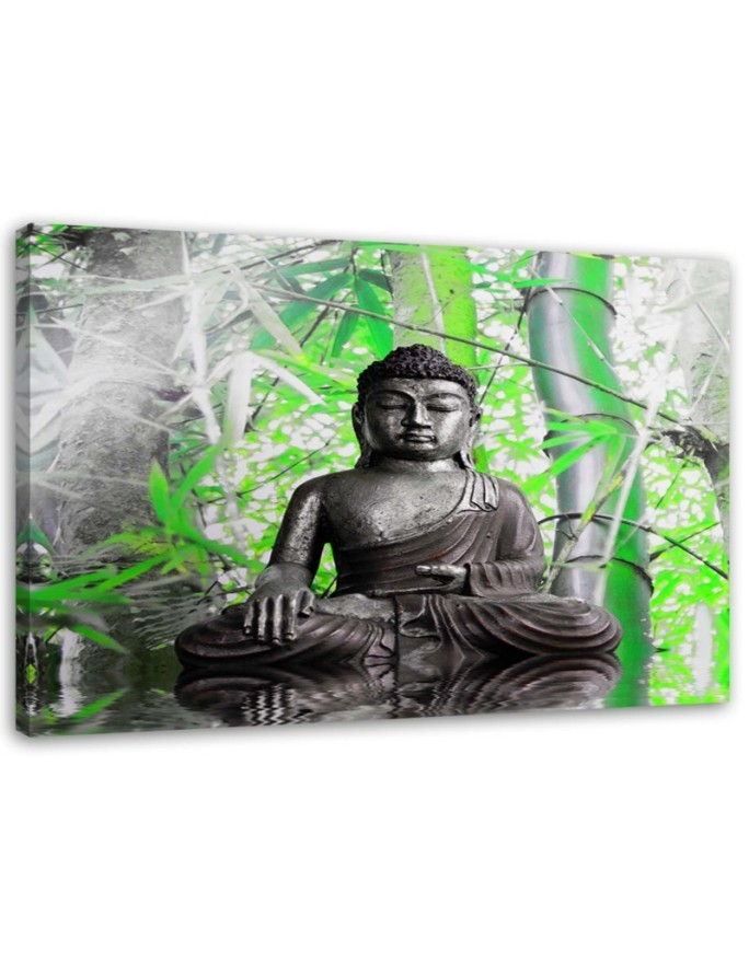 Modernes Wandbild - Buddha und Blätter | Feeby