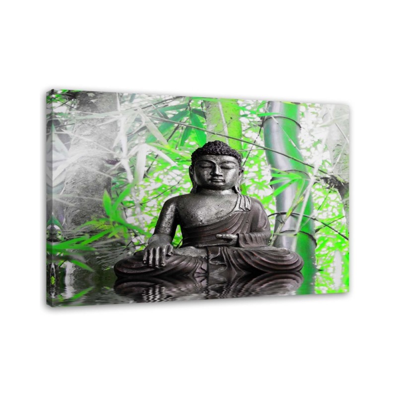 Modernes Wandbild - Buddha und Blätter | Feeby