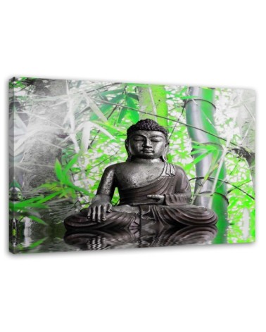 Modernes Wandbild - Buddha und Blätter | Feeby