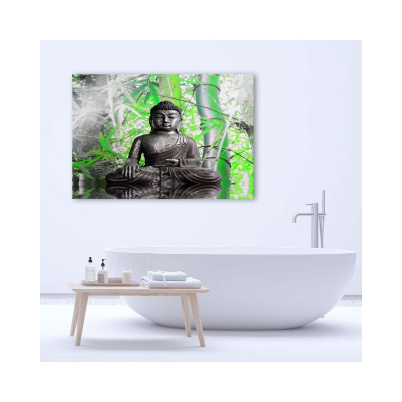 Modernes Wandbild - Buddha und Blätter | Feeby