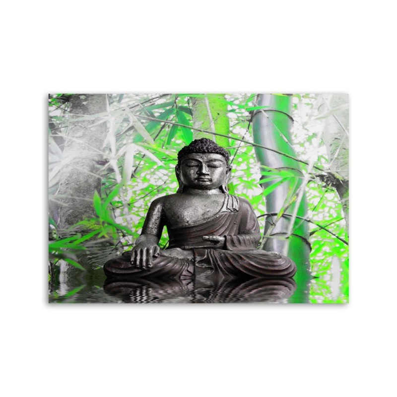 Modernes Wandbild - Buddha und Blätter | Feeby