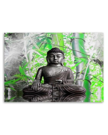 Modernes Wandbild - Buddha und Blätter | Feeby