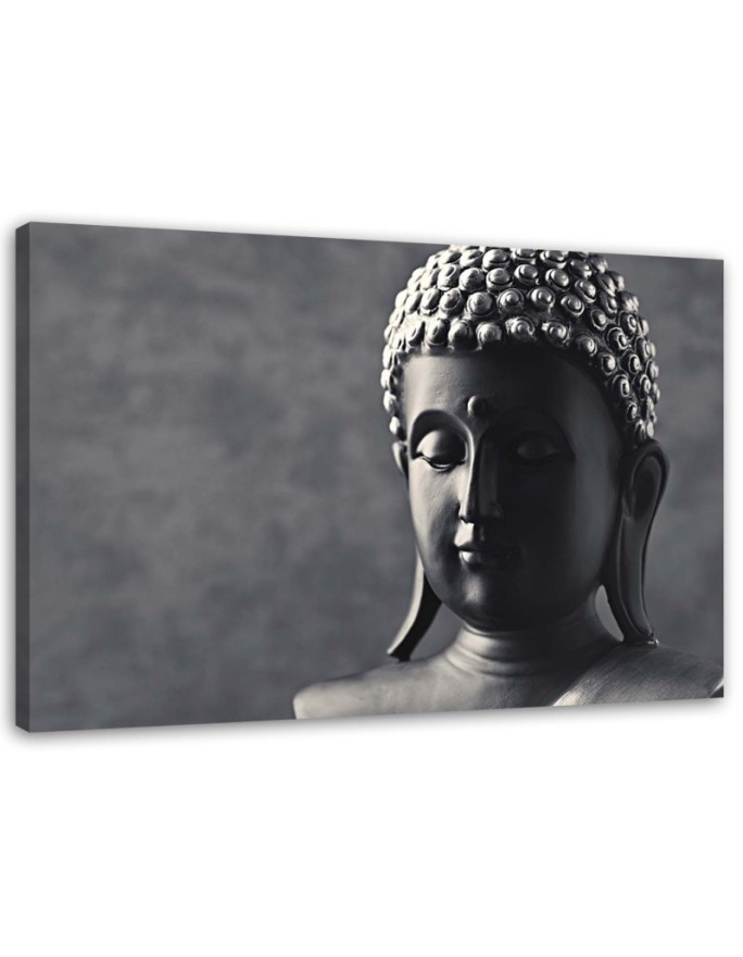 Leinwandbild - Buddha auf grauem Hintergrund | Feeby