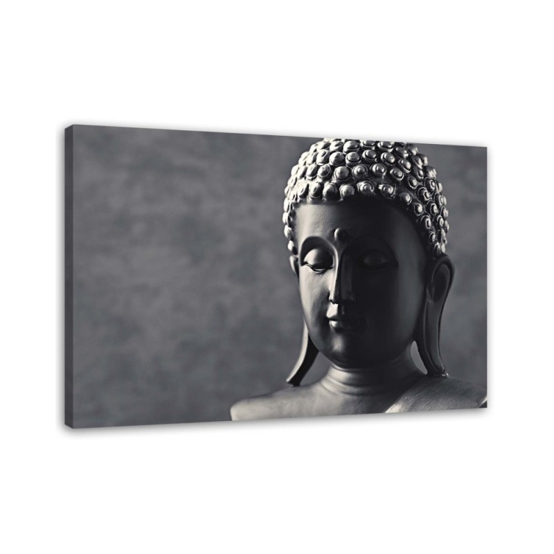 Leinwandbild - Buddha auf grauem Hintergrund | Feeby