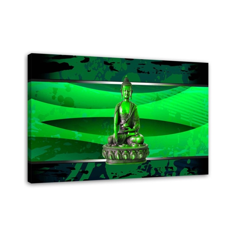 Leinwandbild modern - Buddha auf grünem Hintergrund | Feeby