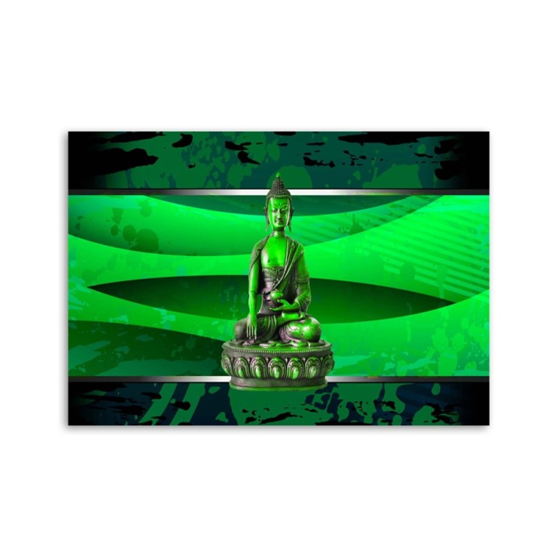 Leinwandbild modern - Buddha auf grünem Hintergrund | Feeby