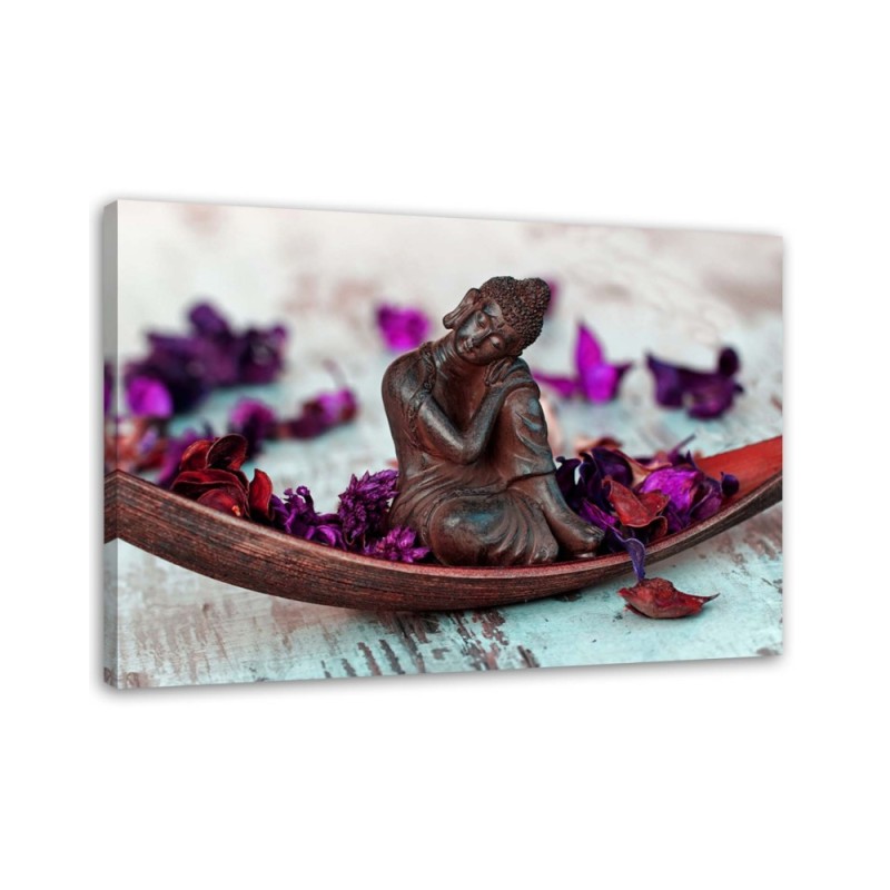 Leinwandbild - Buddha und Blütenblätter | Feeby