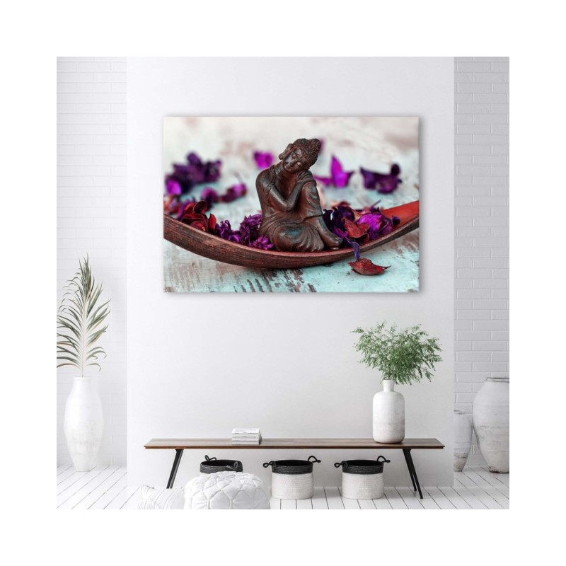 Leinwandbild - Buddha und Blütenblätter | Feeby