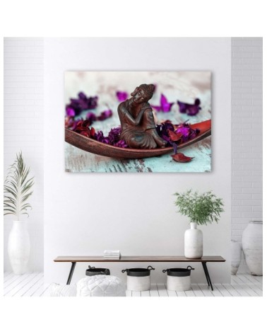 Leinwandbild - Buddha und Blütenblätter | Feeby