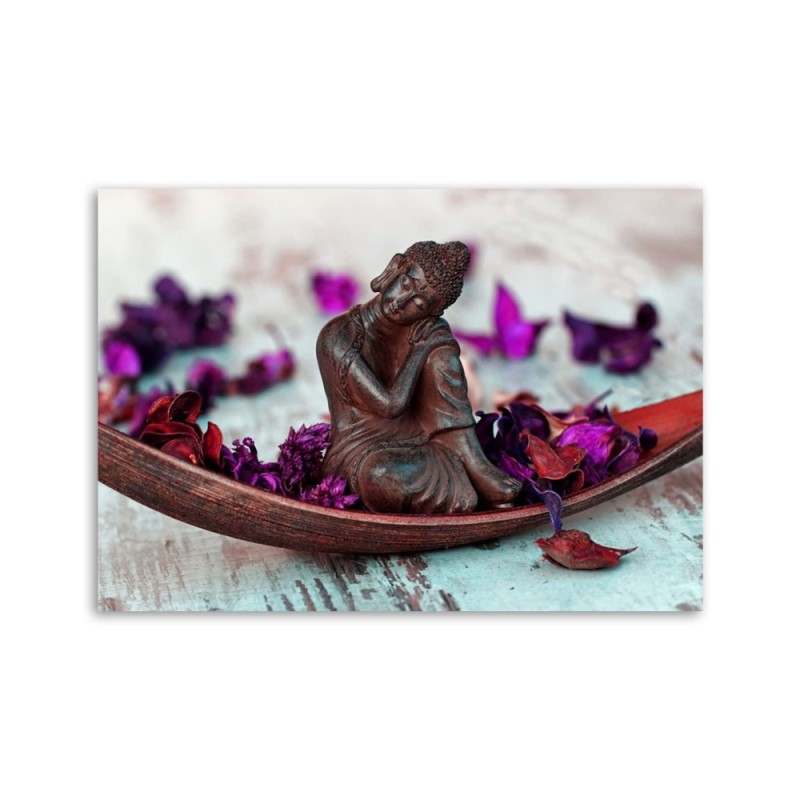 Leinwandbild - Buddha und Blütenblätter | Feeby